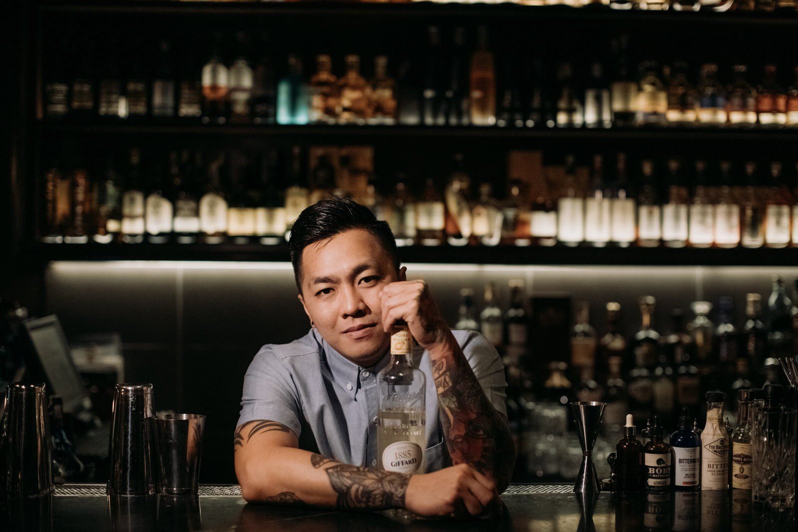 Personal Branding photo Photographer Cliff Choong Bartender Giffard International Tattoo Artist