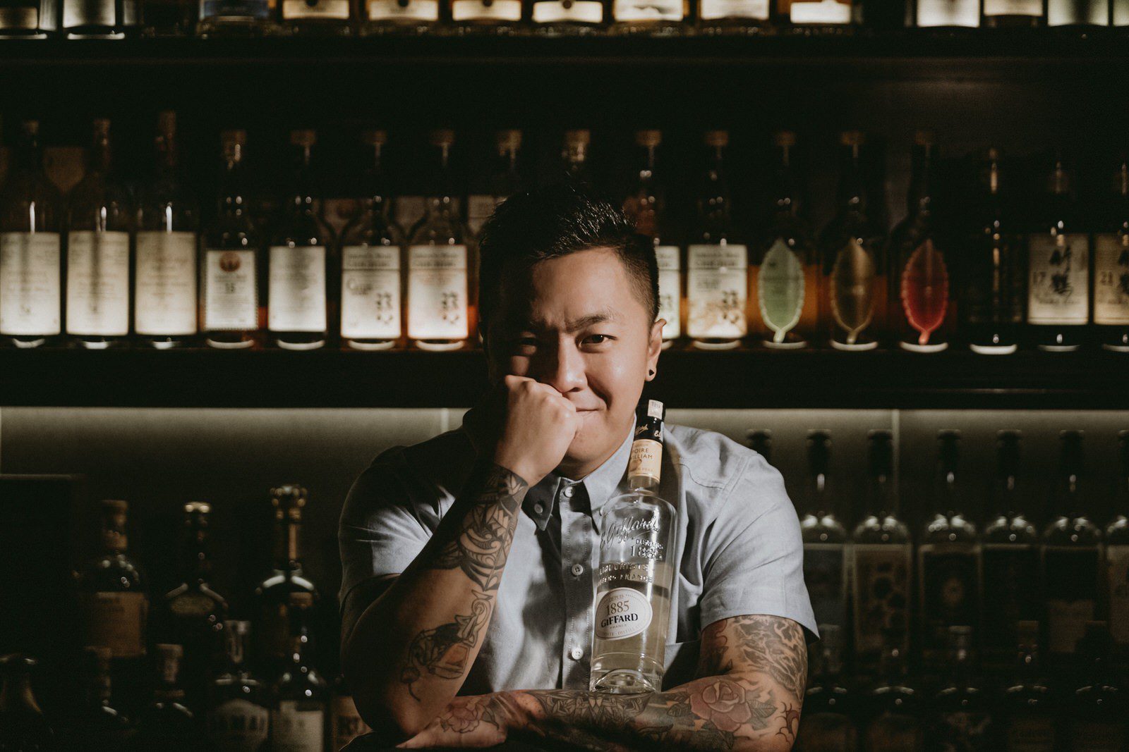 Personal Branding photo Photographer Cliff Choong Bartender Giffard International Brand Content Tattoo Art